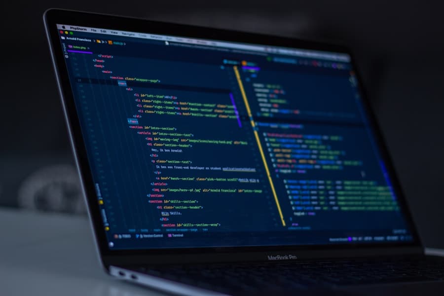 Source code on a large monitor